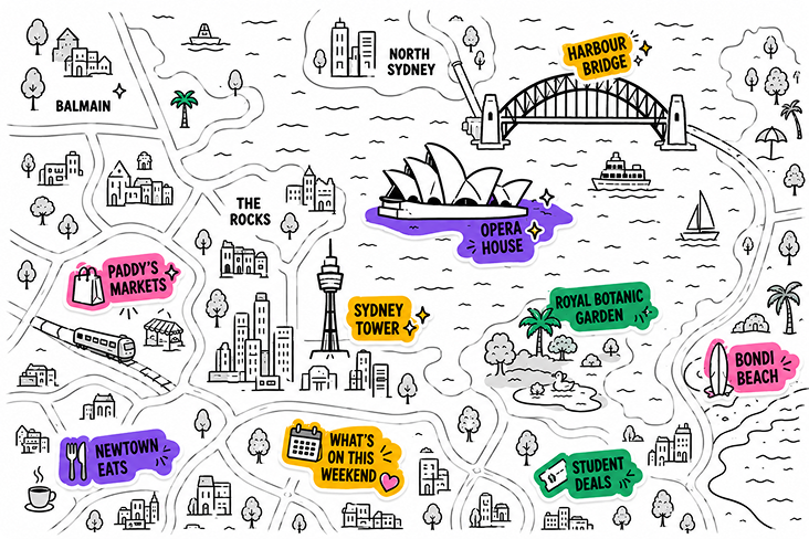 Illustrated map of Sydney