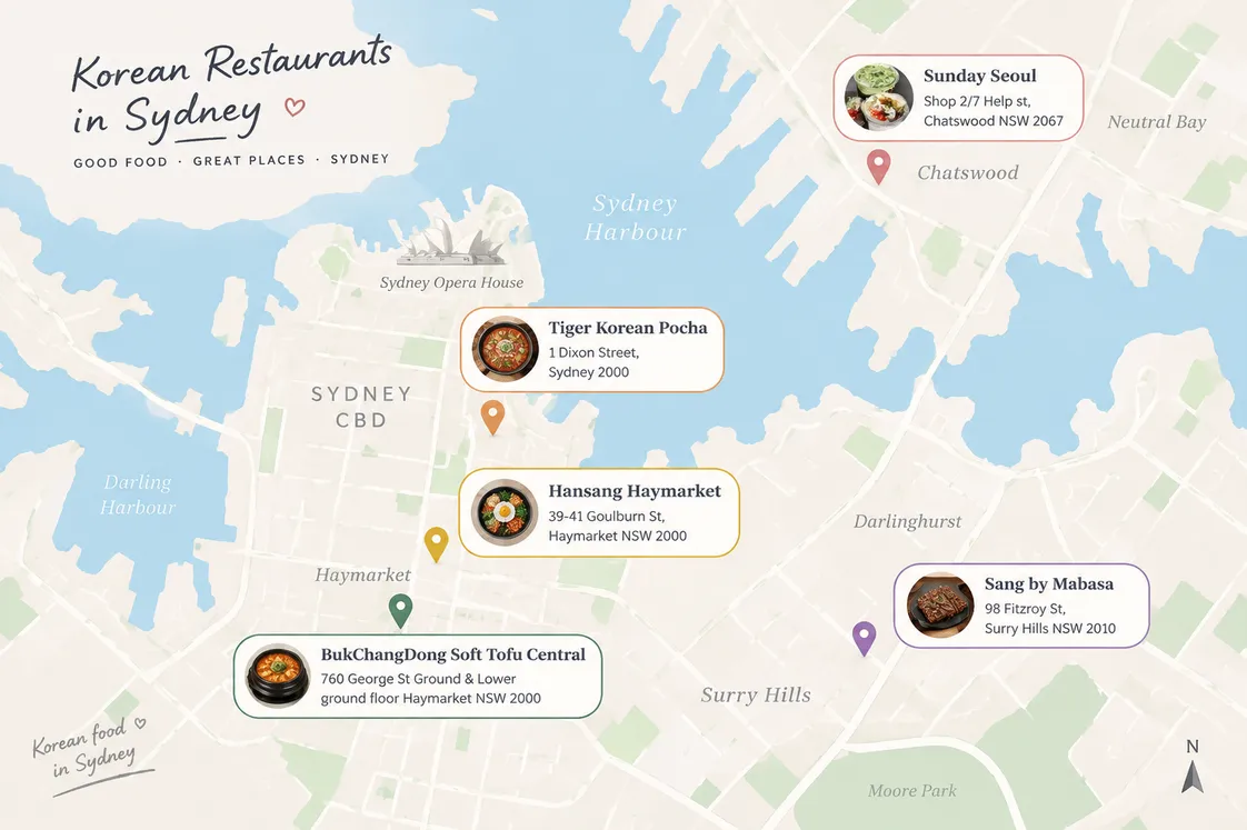 Korean Restaurants Map in Sydney 
